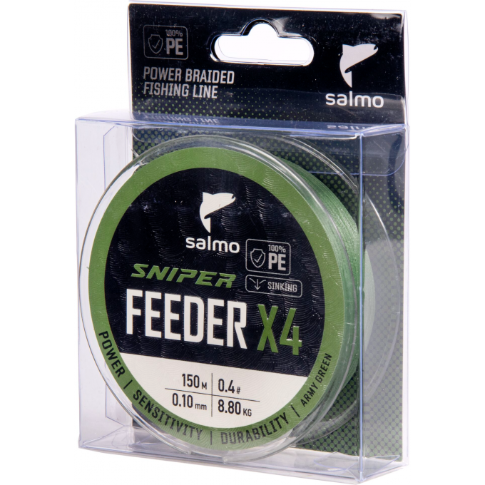 Шнур плетёный SALMO SNIPER х4 FEEDER BRAID Army Green 150/010 4933-010